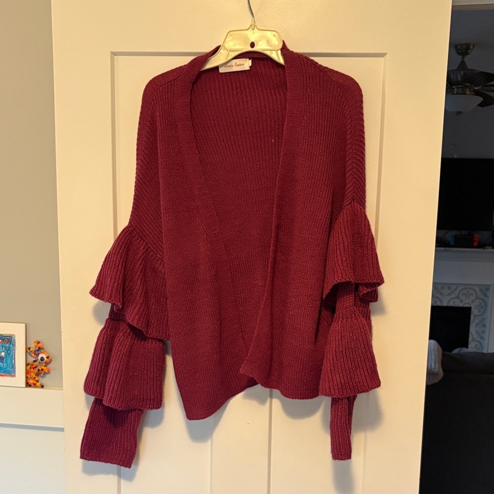 Simply couture ruffle sleeve cardigan